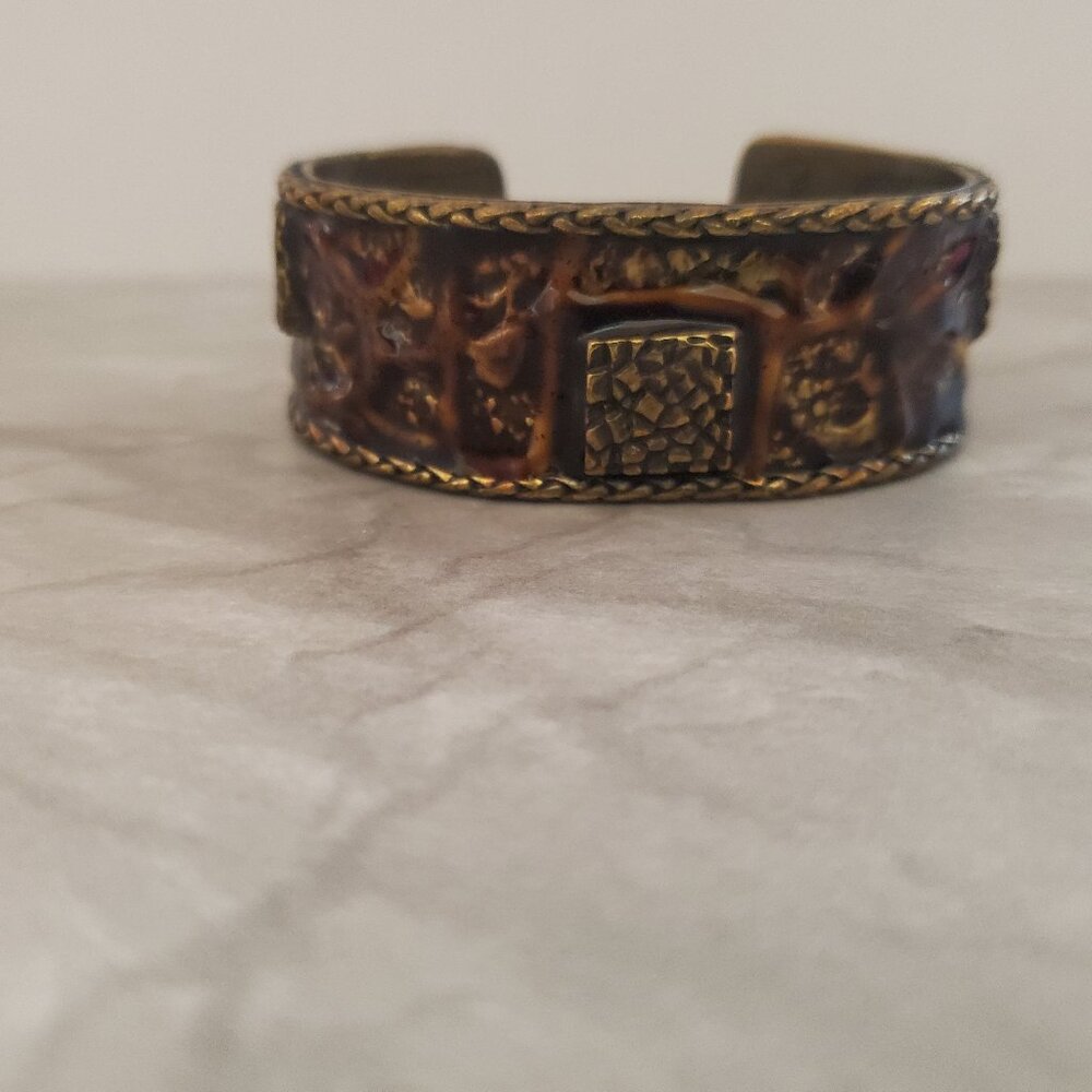 💕 NWT Vintage 1980s 80s Antiqued Hammered Cuff Azet Boho Bohemian Bracelet 💕